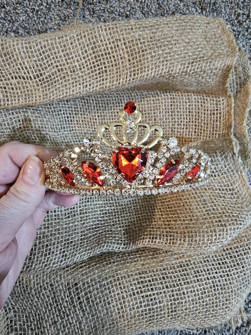 Red Gemmed Gold Tiara Crown